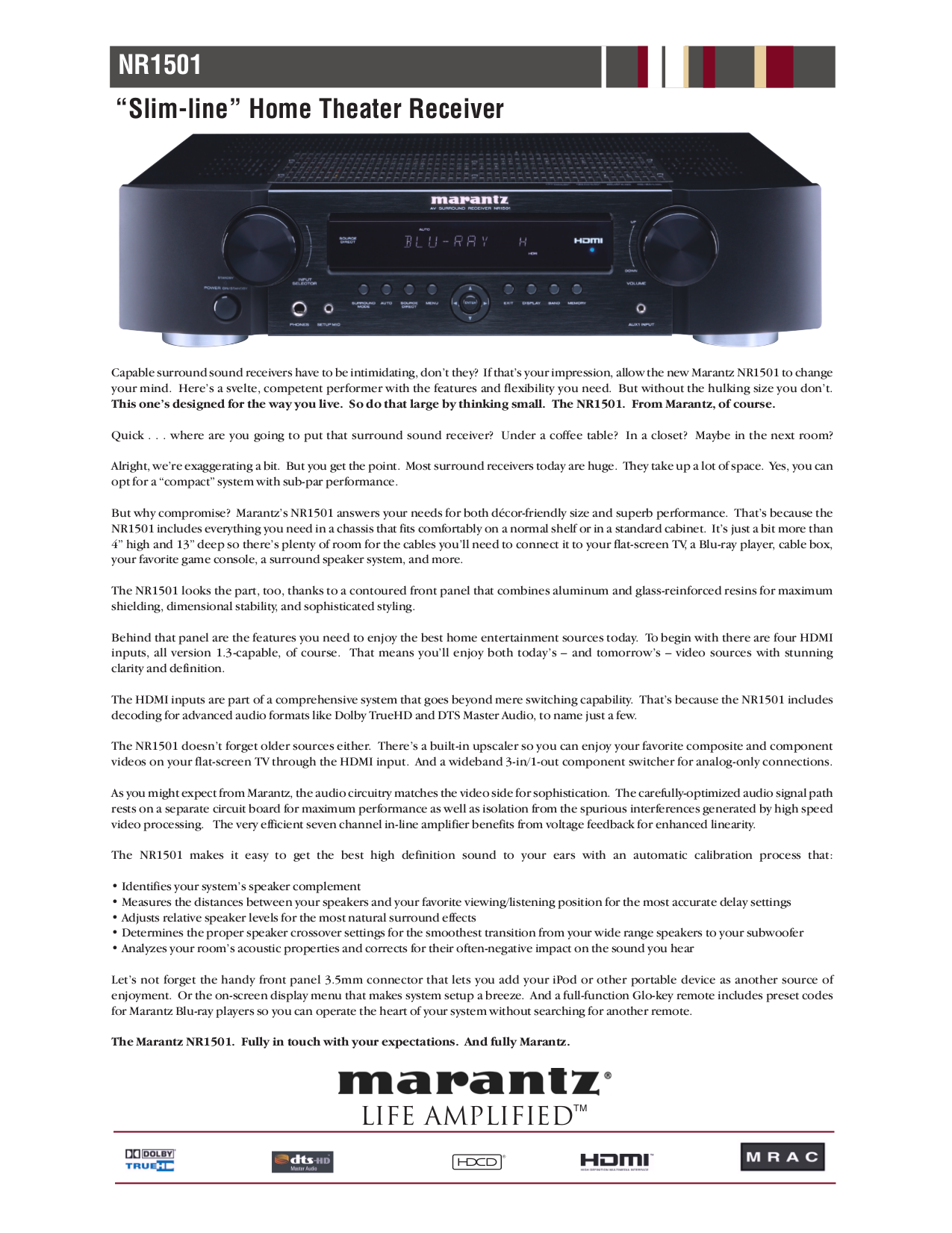 PDF manual for Marantz Receiver NR1501